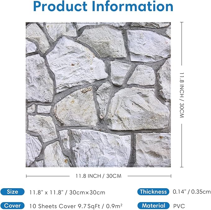 COMSTICKC 3D Faux Stone Wall Panel Peel and Stick Wall Covering, Not Real Stone