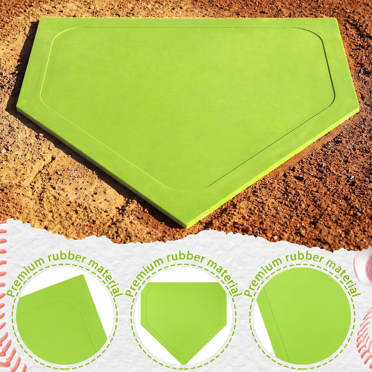 Soulchen Baseball Home Plate - Portable Rubber Base for Practice | Ideal for Batting & Pitching Training
