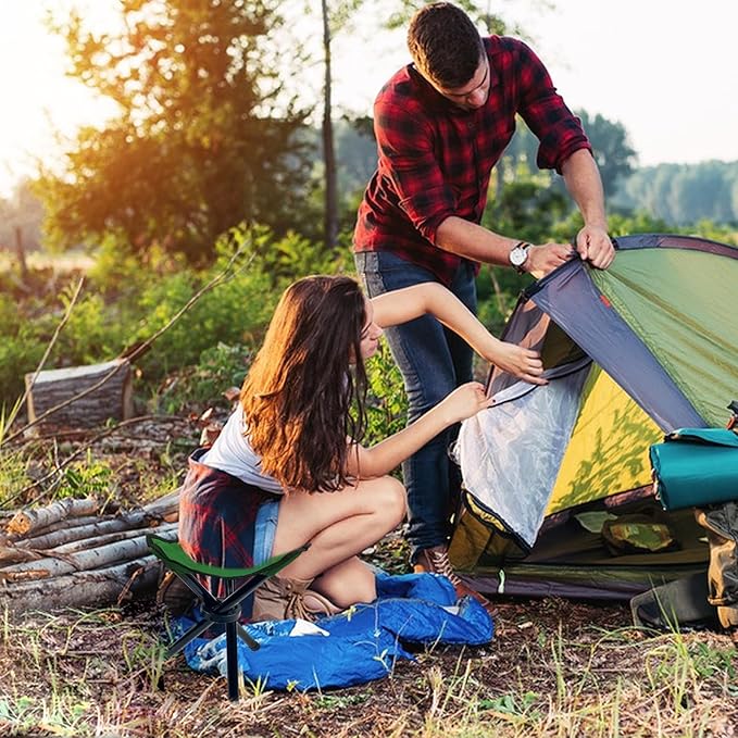 Travel Folding Camping Stool, 14.6 inches Tripod Chair and Maximum weight 210 lbs Outdoor Portable Party Chair Fishing Chair Seat for Camping Fishing Hiking Gardening and Beach Garden Painting