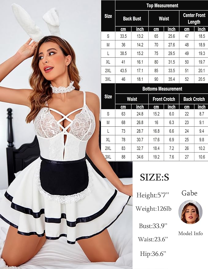 Avidlove Sexy Maid Lingerie for Women Halloween Outfit French Maid Costume Babydoll Lingerie Dress Cosplay Lingeries