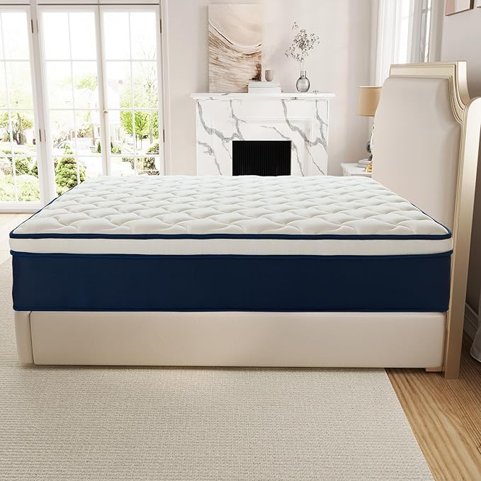 Full Size 12 Inch Gel Memory Foam Hybrid Mattress in a Box - 55x75 Inch, Pocket Springs & Medium Firm for Pressure Relief, Motion Isolation, 100 Nights Trial