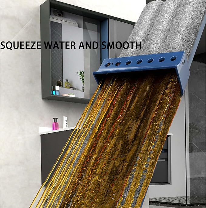 2025 New Large Flat Mop and Bucket Set,360 Rotation Flat Mop with Bucket with 6 Microfiber Pads,for Tile,Hardwood,Windows Wet and Dry (Blue)