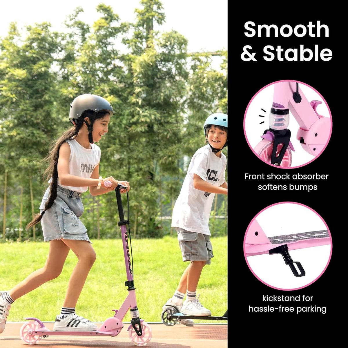 Aero Scooter for Kids 5-8 - Dynamic Lights, Hand Brake & Shock Absorption | Foldable & Adjustable