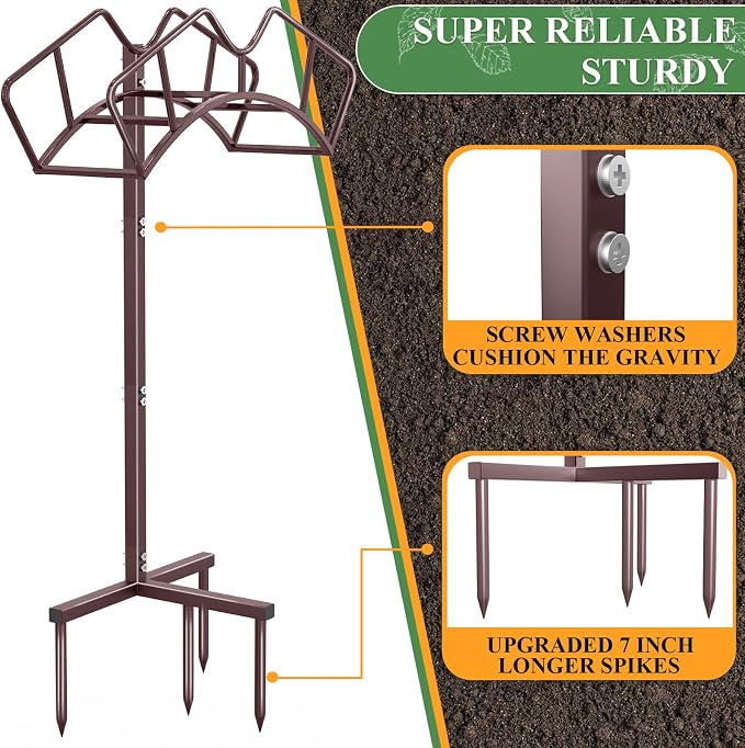 Qatsrin Super Stable Garden Hose Holder, Detachable Water Hose Holders, Hose Storage Stand Holds 150-Feet Hose, Free Standing Water Hose Holders for Outside Yard Lawn (Bronze)