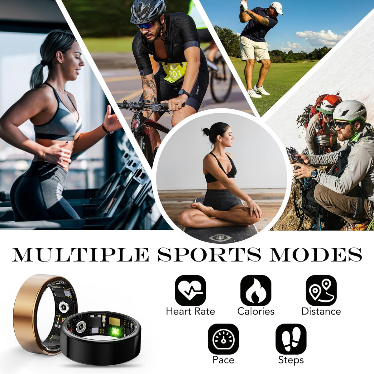 Smart Health Ring | Fitness Tracker for Men & Women - Heart Rate, Blood Oxygen, Sleep Monitoring, IP68 Waterproof, Silver 13