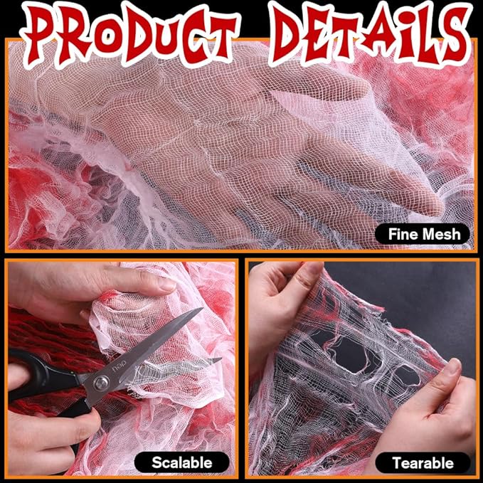 400" x 85" Halloween Creepy Cloth Decoration, Large Bloody Spooky Fabric Cloth Halloween Scary Gauze Cheesecloth for Haunted House Halloween Party Yard Wall Indoor Outdoor Decor