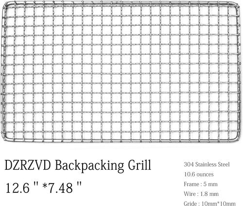 DZRZVD-The Bushcraft Backpacker's Grill Grate - Welded Stainless Steel Mesh (Camping Fire Rated)