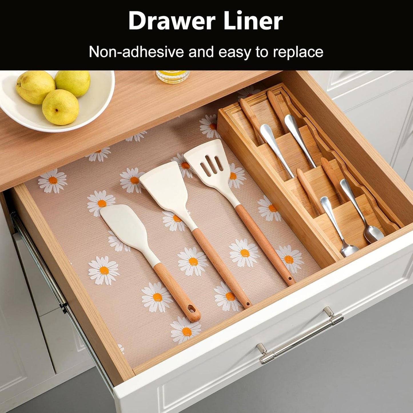 INNOLITES Shelf Liners for Kitchen Cabinets, Non Adhesive Drawer Cabinet Liner, Waterproof Oil-Proof Non-Slip Shelf Liner for Kitchen Pantry Refrigerator 17.7" x 360"