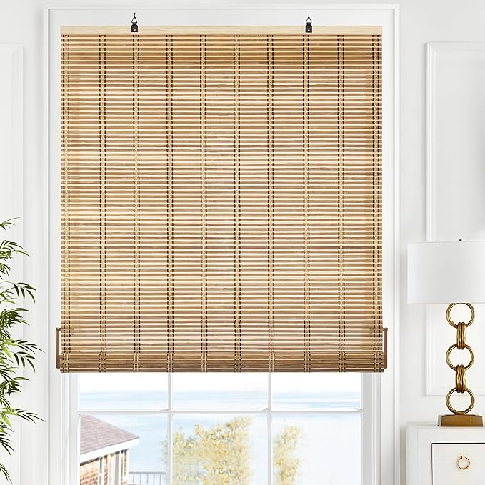 LazBlinds Cordless Bamboo Blinds, Roll Up Shades