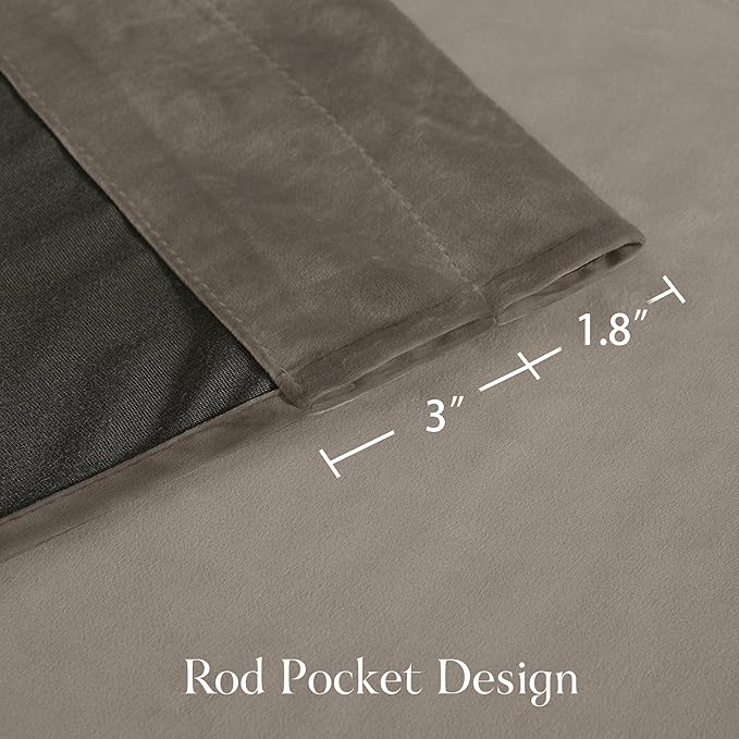 NICETOWN Taupe Velvet Curtains 108 inches Long