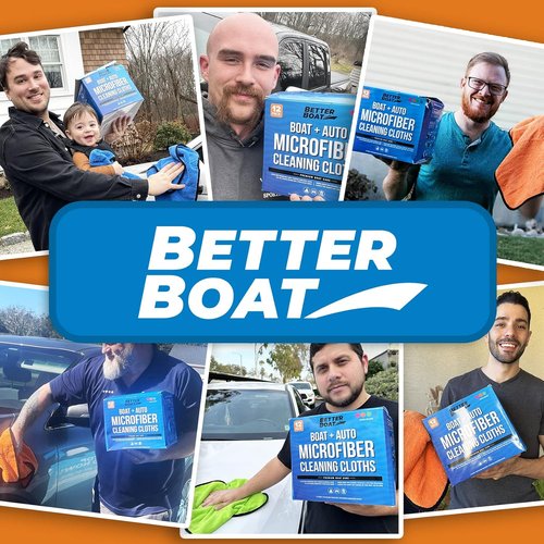 Better Boat Microfiber Cloth Kit - 12 Lint-Free Cleaning Towels for Cars, Boats & Home