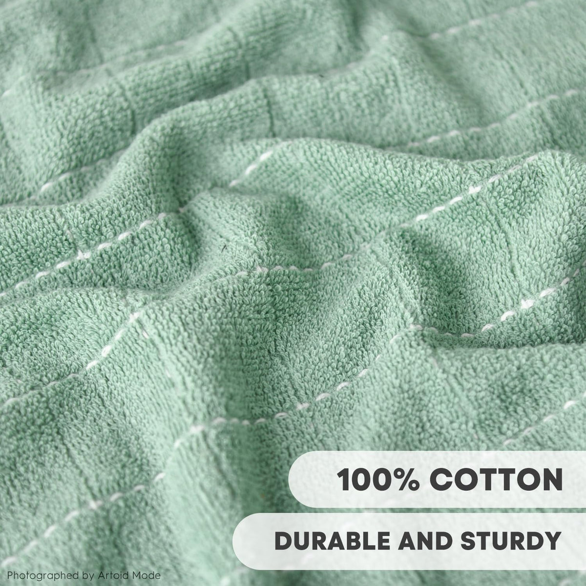 Artoid Mode Checkered Designed Cotton Light Green Terry Kitchen Dish Towels, 15x25 Inch Soft Absorbent Quick Drying Cleaning Tea Towels Set of 4