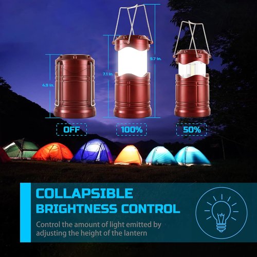 Lichamp LED Camping Lantern - 4 Pack Battery-Powered Flashlights | Portable Hanging Light for Emergencies