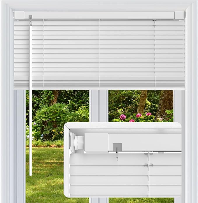 No Drill No Tool 1" Vinyl Mini Blinds, Light Filtering Horizontal Window Blinds