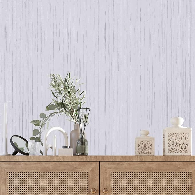 White Grasscloth Peel and Stick Wallpaper Vintage Texture Removable Waterproof