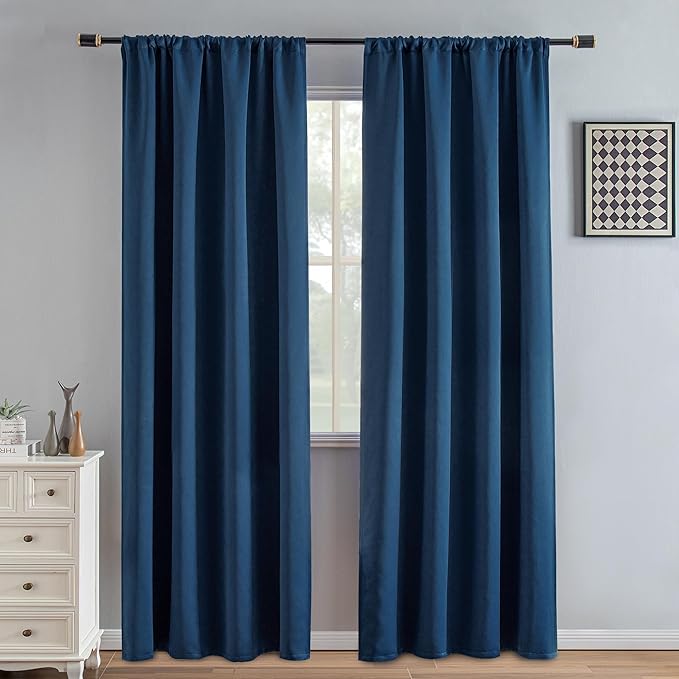 IGEMAEVE Blackout Curtains 90 Inch Length 2 Panels Set, Rod Pocket Energy