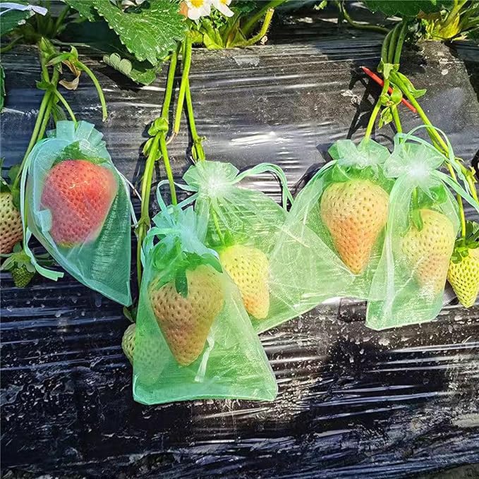 30 Pcs 3.9''×5.9'' Drawstring Fruit Netting Bags, Reusable Garden Netting Bags, Fruit Cover Mesh Bag for Fruit Trees Vegetable Floral