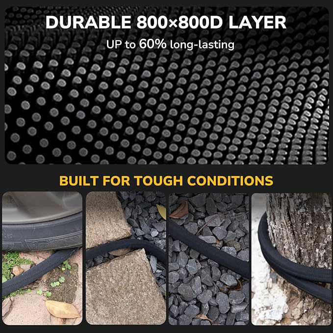 Lightweight Flat Garden Hose 25 FT, 3/4" GHT Flexible Water Hose with Spray Nozzle, Durable 800D Fabric, Kink Free Design, Portable Garden Hose for Lawn, Yard, Car Wash