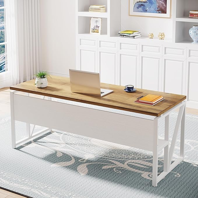 Tribesigns L Shaped Desk with Drawer,63" Executive Computer Desk and lateral File Cabinet, 2 Piece Home Office Furniture for Hanging File, Cabinet with Doors