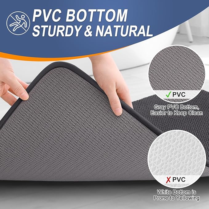 OLANLY Thick Memory Foam Bath Mats Rugs 50x30, Extra Soft Absorbent Bathroom Rug, Quick Dry Bath Mat, Non-Slip, Machine Washable Carpet for Bathroom, Tub and Shower, Home Decor Accessories, Dark Grey