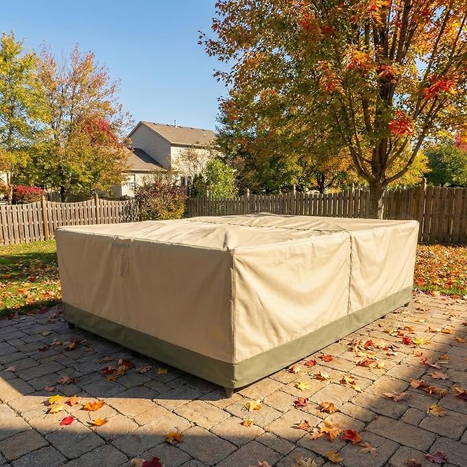COWVIE Rectangular Outdoor Furniture Cover for Sectional Sofa Set, 600D Waterproof Patio Set Cover for Lawn General Purpose Table and Chairs, 140''L x 88''W x 32''H