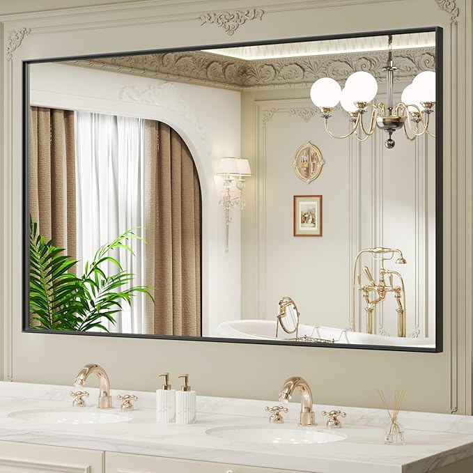 LOAAO Black Bathroom Mirror 72"X36"
