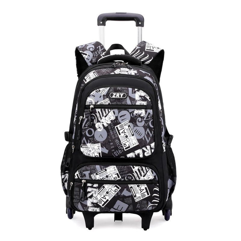 NIWEIYA Rolling Backpack for Boys School Backpack with Wheels for Boys Wheeled Bookbags Trolley School Bags for Teens Girls, 6 Wheels