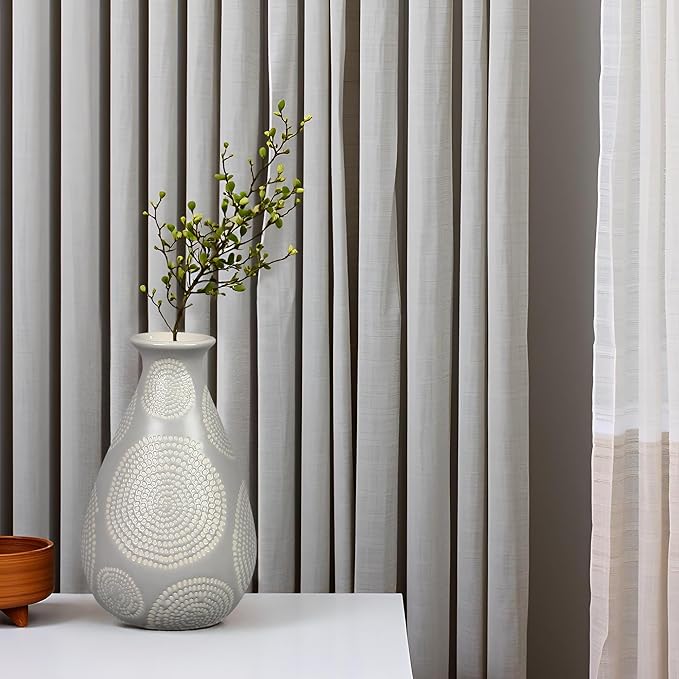 Young's Inc Stoneware Modern Organic Vase – Sculptural Textured Decorative Accent for Tables, Shelves & Gifting, Contemporary Home Décor, 7.2” Tall