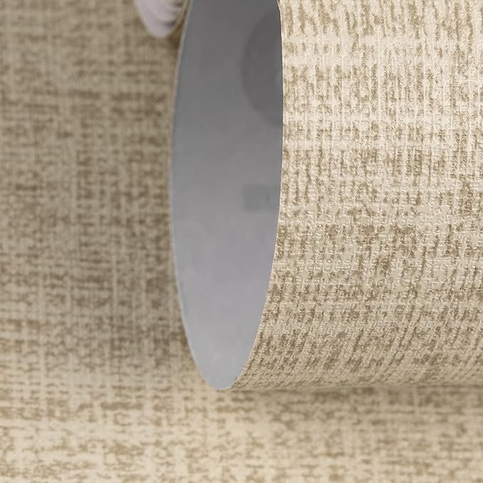 TANONE Khaki Contact Paper Peel and Stick Wallpaper, Grasscloth Beige Wallpaper