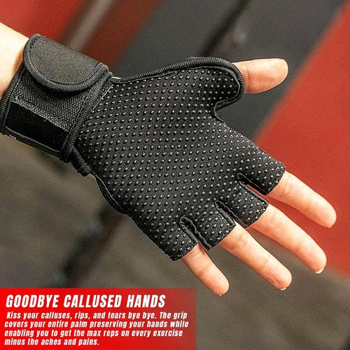 Fit Active Sports RX2 Weight Lifting Workout Gloves with Built-in Wrist Wraps - Gym Gloves with Wrist Support Durable Non-Slip Palm Padding to Avoid Calluses - for Men & Women