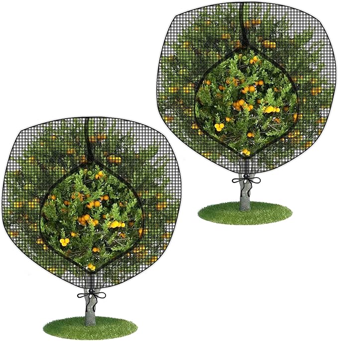 Fruit Tree Netting Covers with Zipper to Protect from Squirrels and Birds Large Netting for Fruit Trees Net Protection, Black, 10' x 13', 2 Pack