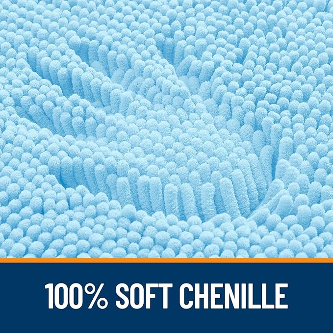 OLANLY Bathroom Rugs 47x20, Extra Soft Absorbent Chenille Bath Rugs, Rubber Backing Quick Dry, Machine Washable Bath Mats for Bathroom Floor, Tub and Shower, Home Decor Accessories, Sky Blue