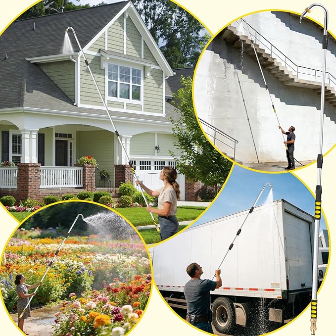Gutter Cleaning Tools, 16ft Gutter Cleaner Tools From the Ground with Hose Attachment, Rain Gutters Cleaning Wand with Heavy-Duty Head for 2nd Story House