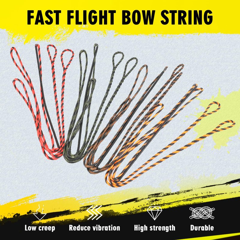LWANO D97 Flemish Twist Bow String - Handmade Fast Flight Bow String Replacement Bowstring for Traditional Longbow Recurve Bow (Black+Orange, AMO 62"(Actual Length 59"))