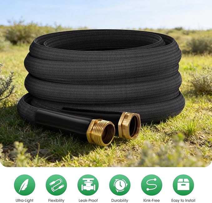 Garden Hose 100FT, Non-Expanding Water Hose Ultra Lightweight, Kink-Free, Burst-Resistant, Lead-Free, Durable & Flexible High-Pressure Hose for Yard, Lawn, Outdoor, Car Washing