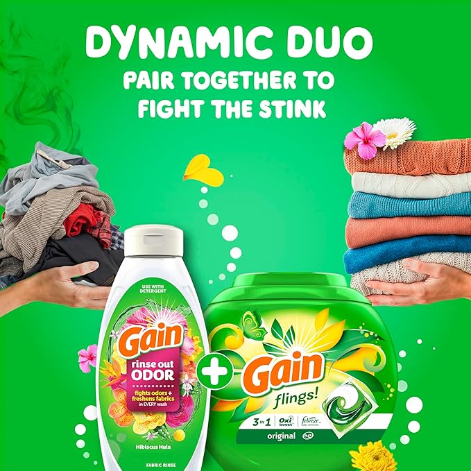 Gain Flings Laundry Detergent Pacs, Odor Defense, 112 Count, Original Scent, 3 in 1 HE Compatible Detergent Pacs with Oxi Boost and Febreeze