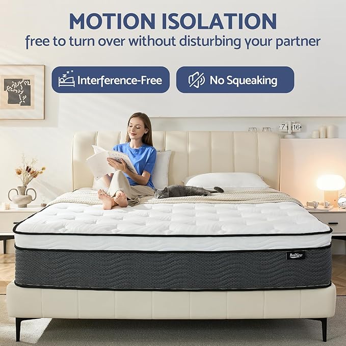 King Mattress, 12 Inch King Size Hybrid Mattress in a Box, Medium Firm Mattress for Pressure Relief, Pocket Springs Mattress