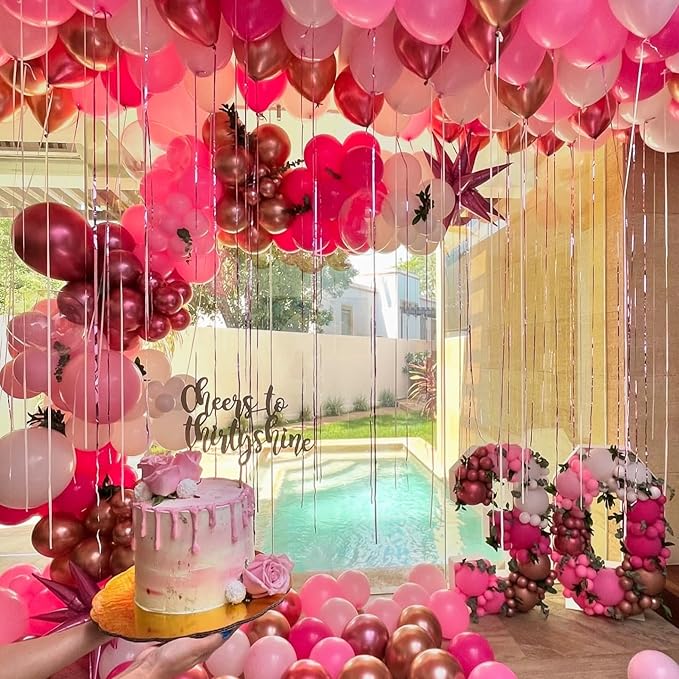 Patimate Pink Balloons Set, 50 pcs 12 inch Metallic Pastel Hot Pink Latex Balloons Kit for Girls Women Birthday Baby Shower Bachelorette Wedding Bridal Shower Princess Party Decorations
