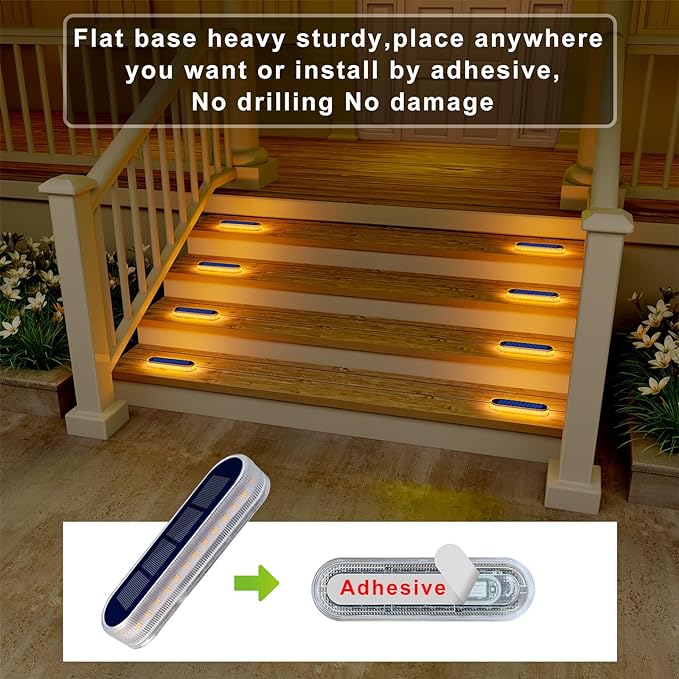 Solar Step Lights Outdoor Waterproof LED Deck, Fence, Stairs, Dock, Patio, Post, Railing, Garden, Backyard, Front Door, Pathway, Driveway, Porch (4 Pack)