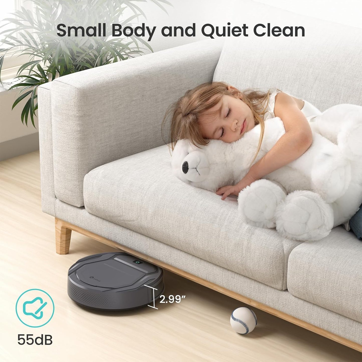 Lefant Robot Vacuum Cleaner M210 Pro,Slim,Quiet,2200Pa Suction,120 Min Self-Charging Robotic Vacuums, Freemove 3.0,WiFi/APP/Alexa,6 Cleaning Modes Ideal for Hard Floors Pet Hair Low Carpet,Gray