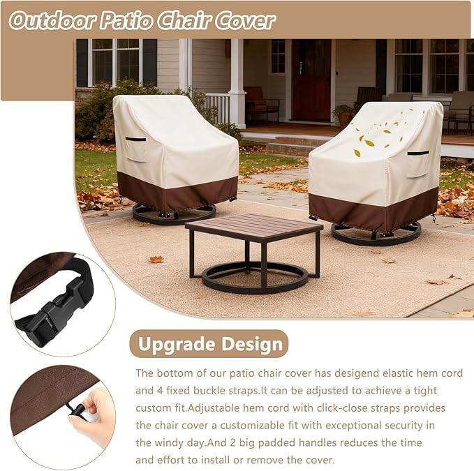 Waterproof 4 Pack Outdoor Swivel Chair Cover for Patio Chair Size Up to 30" W x 34" D x 36" H inch,Outdoor Lawn Patio Furniture Covers (Beige)
