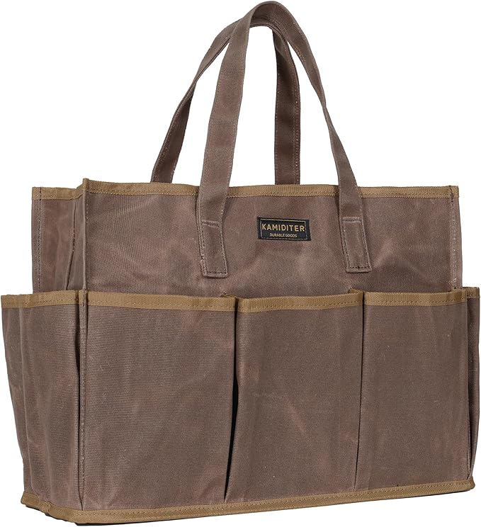 Utility 11-Pockets Tote Bag with Touch Fastener Closure, Portable Tool Carrier Storage Pouch for Garden/Work/Car/DIY/Camping, Grey