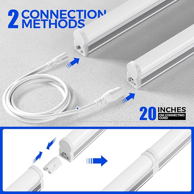 Barrina 6 Pack LED T5 Single Fixture, 4000K Daylight Glow, Utility Shop Light