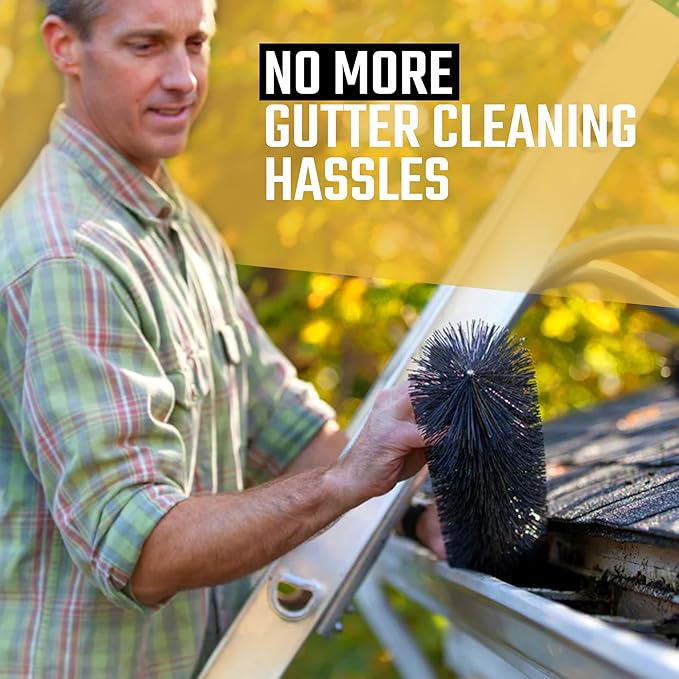 GutterBrush Gutter Guard 5.25-Inch Diameter, 120 Ft | DIY Leaf Filter Insert for Small Gutters | No Tools Needed, Easy Installation | Prevents Clogs from Leaves, Debris | Reduces Cleaning, Made in USA