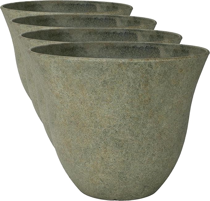 Classic Home and Garden Honeysuckle Planter, Patio Pot, 13" Fossil Stone (One Pack) (Pack of 4)