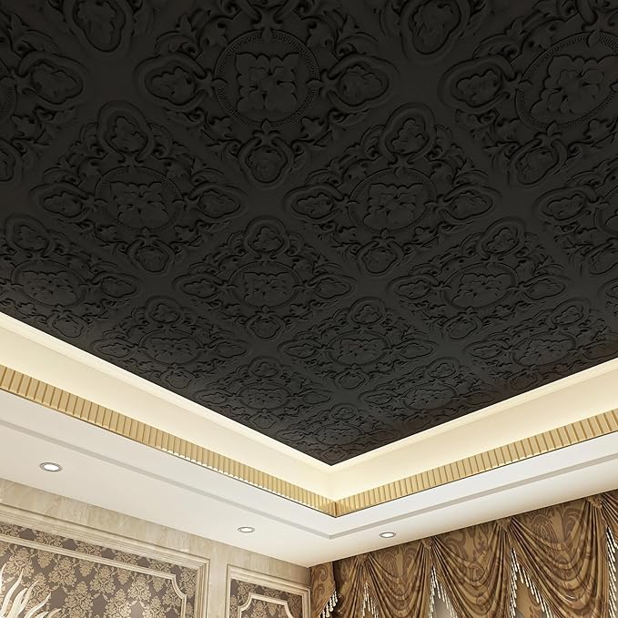 Art3dwallpanels 12 Pack Drop Ceiling Tiles, 24 x 24 Inch High Grade PVC 3D Wall