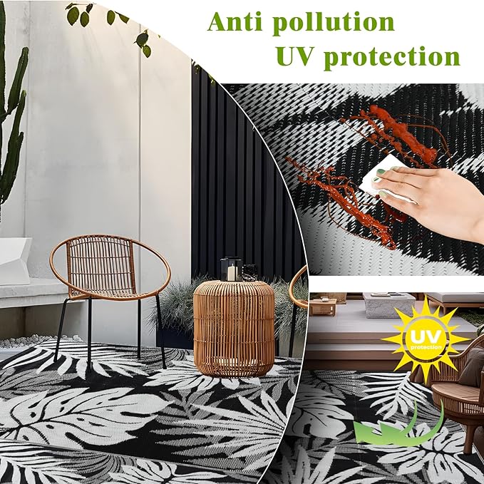 Outdoor Rug 8x10 ft Waterproof, Reversible Outdoor Plastic Straw Rug for Patios Clearance, Outdoor Area Rug Carpet RV Mat for Camping Backyard Deck Porch