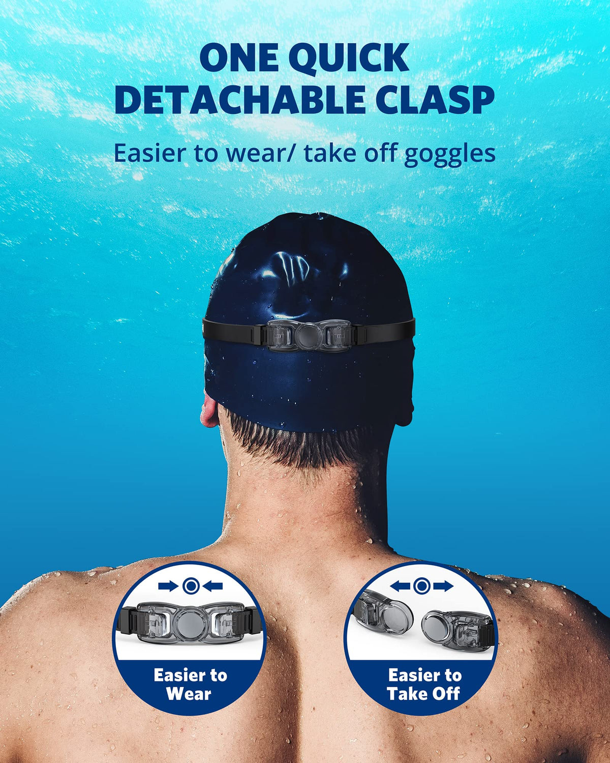 Aegend Swim Goggles, Swimming Goggles No Leaking Full Protection Adult Men Women Youth, Flexible, Detachable, Navy Blue