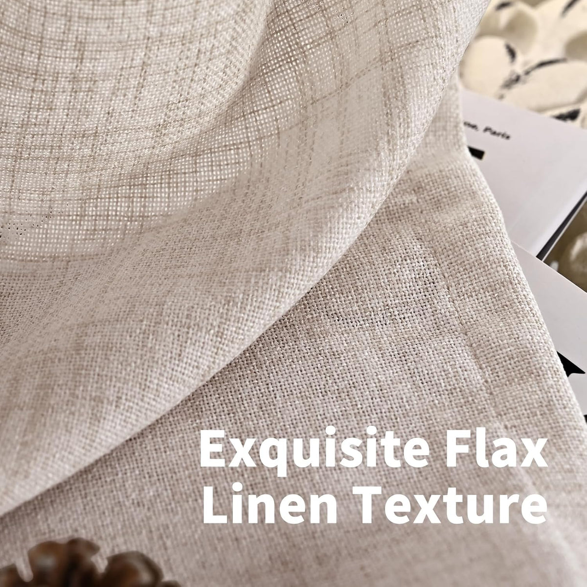 YoungsTex Cafe Linen Curtains 36 Inch Length for Kitchen Window Over Sink, Small Drapes Light Filtering Semi Sheer with Back Tab for Bathroom Window, 2 Panels, 40 X 36 Inch