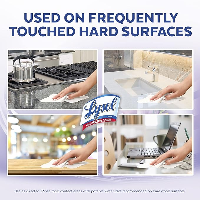 Lysol Disinfectant Wipes, Multi-Surface Antibacterial Cleaning Wipes, Dorm Room Essentials For Disinfecting and Cleaning, Early Morning Breeze, 80 Count (Pack of 1)